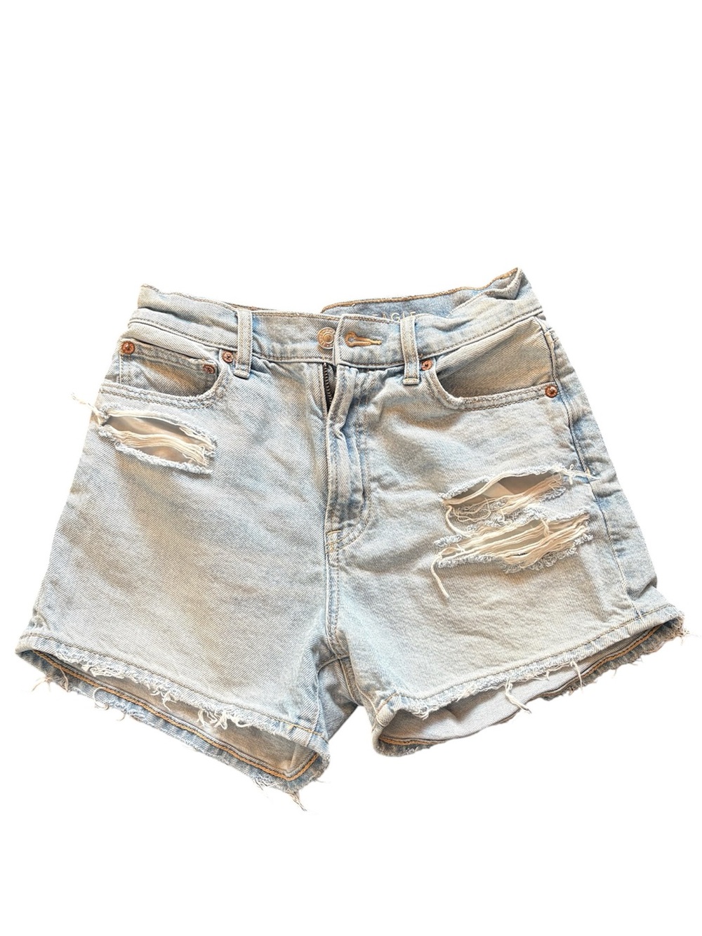 American Eagle Outfitters Light Blue Distressed Denim Shorts
